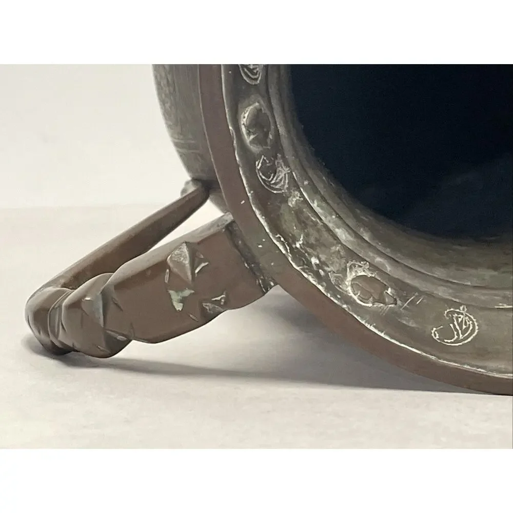 Antique Indo Persian Engraved Copper Ewer Pitcher Jug 12” Heavy 50oz